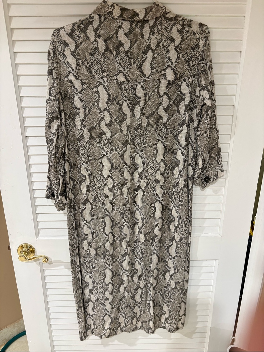 Zara Snake Print Shirt Dress in Neutral Tones
